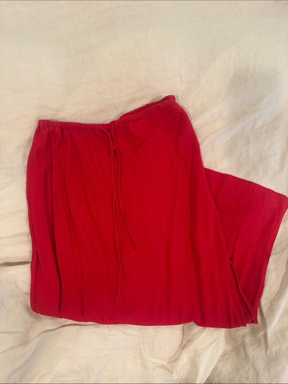 GAP Linen-Blend Midi Skirt - tomato sauce red